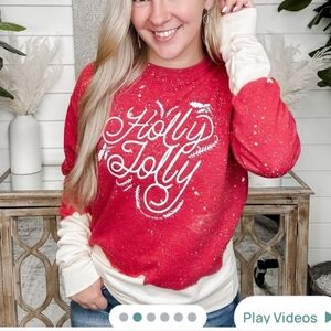Holly Jolly Dip Dyed Crewneck Sweatshirt Southern Bliss